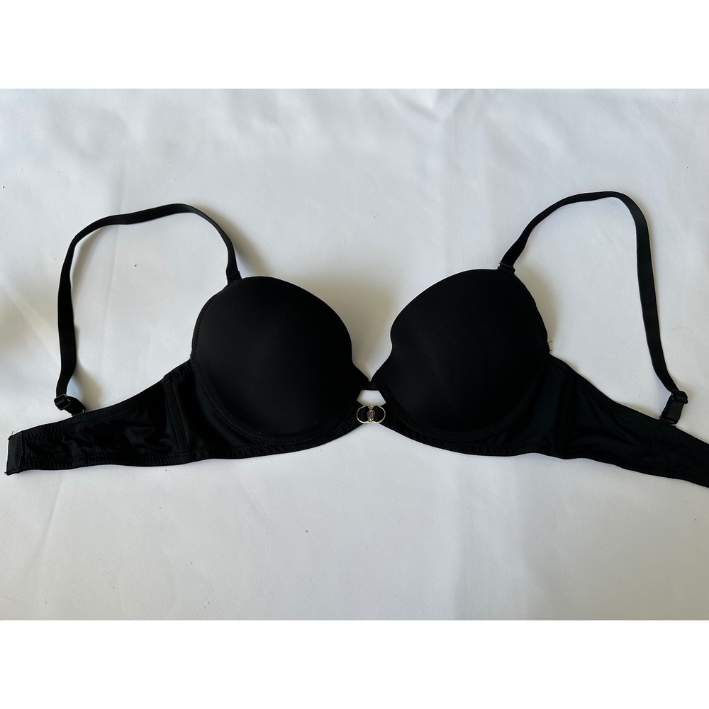 Black Push Up‎ Bra with Gold Detail Adjustable Straps Size Unknown